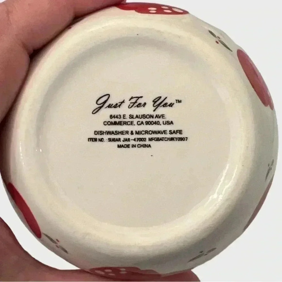 VTG Red Apple Ceramic Sugar Bowl Jam Jar - Picture 12 of 12
